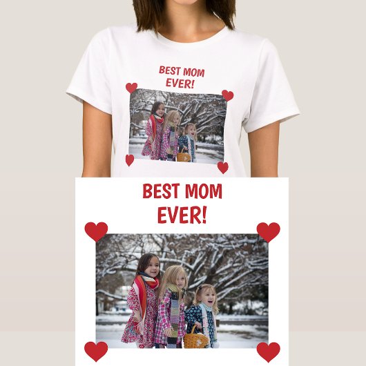 Beste Moeder ooit gepersonaliseerde foto harten Cr T-shirt