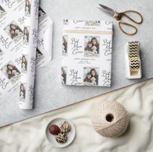Beste moeder ooit gepersonaliseerde foto Moederdag Cadeaupapier