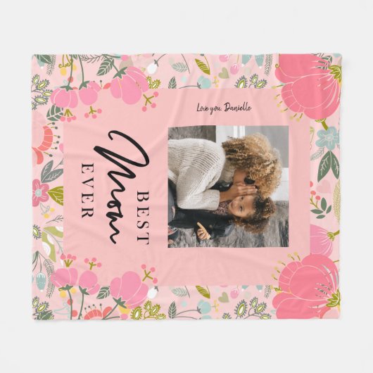 Beste moeder ooit gepersonaliseerde foto-Moederdag Fleece Deken (Voorkant (Horizontaal))