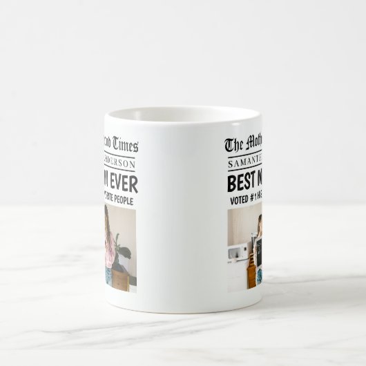 Beste moeder ooit gepersonaliseerde krantenfoto koffiemok (Center)