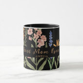Beste moeder ooit - gepersonaliseerde naam floral mok (Midden)