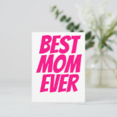 Beste moeder ooit gepersonaliseerde tekst hot roze briefkaart (Staand voorkant)