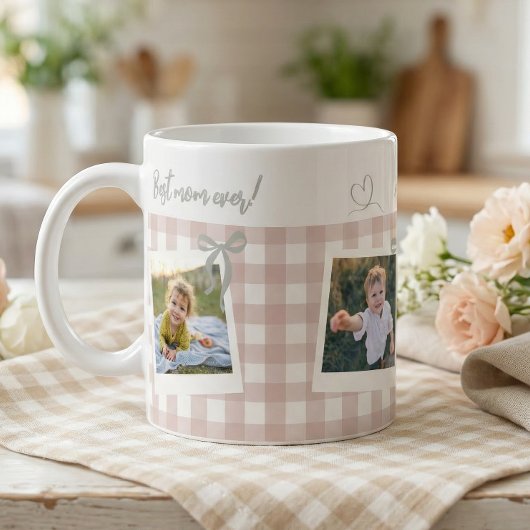 Beste Moeder Ooit Gingham Fotocollage Koffiemok