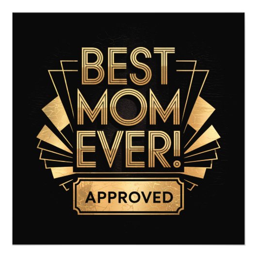 Beste moeder ooit, goedgekeurd - Golden Text Desig Foto Afdruk (Voorkant)