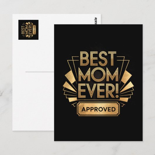 Beste Moeder Ooit, Goedgekeurd - Gouden Tekst Ontw Briefkaart (Voorkant / Achterkant)