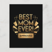 Beste Moeder Ooit, Goedgekeurd - Gouden Tekst Ontw Briefkaart (Voorkant)