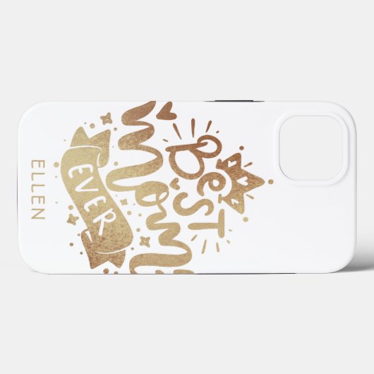 Beste Moeder Ooit Goud Aangepaste Naam Moederdag C Case-Mate iPhone Case (Achterkant (horizontaal))
