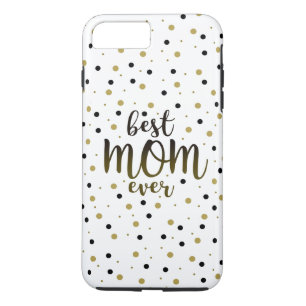 Beste moeder ooit, goud en zwarte confetti typogra 	iPhone 8/7 plus hoesje