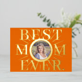 Beste Moeder Ooit goud typografie Moederdag foto Folie Feestdagenkaart (Staand Voorkant)