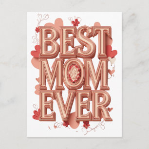 Beste moeder ooit Gouden 3D-ontwerp   Elegante Moe Briefkaart