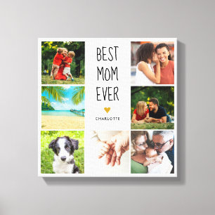 Beste Moeder Ooit Gouden Hart 7 Foto Collage Canvas Afdruk