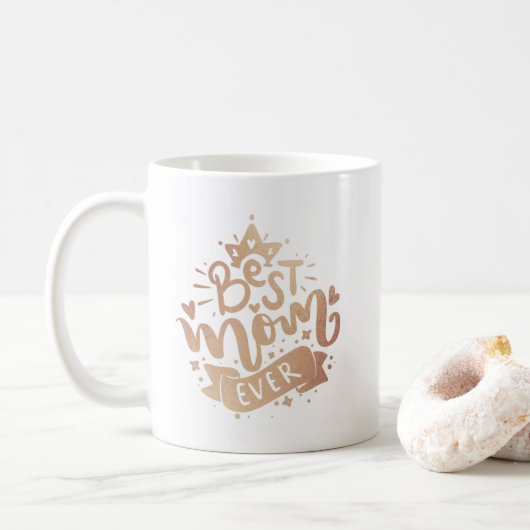 Beste Moeder Ooit Gouden Letters Typography Magisc Koffiemok (Met donut)