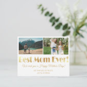 " beste moeder ooit " gouden luxe 2 foto ' s colla briefkaart (Staand voorkant)