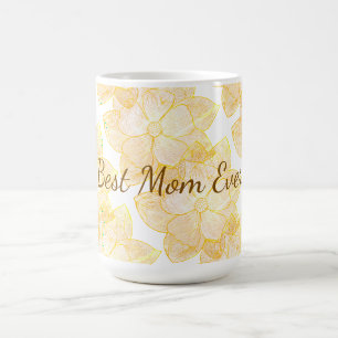 "Beste Moeder Ooit" Gouden Zonnige Bloemenmok Koffiemok
