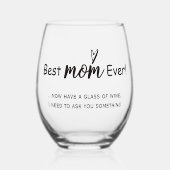 Beste moeder ooit grappig script wijnglas zonder voet (Voorkant)