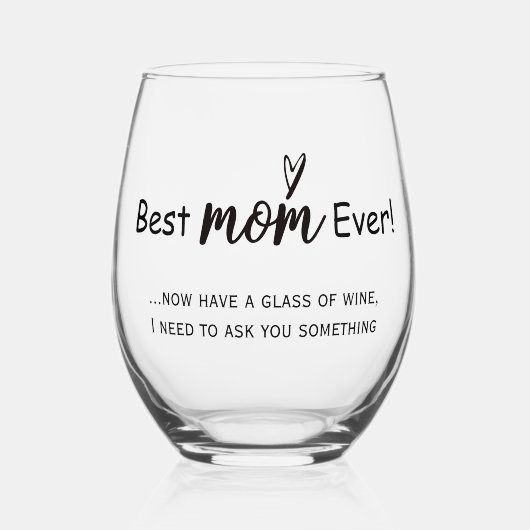 Beste moeder ooit grappig script wijnglas zonder voet (Voorkant)