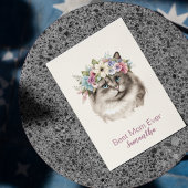 Beste Moeder ooit grillige Waterverf Bloemenkat Briefkaart