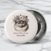 Beste Moeder ooit grillige Waterverf Bloemenkat Ronde Button 3,2 Cm