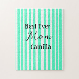 Beste moeder ooit groen gestreept patroon pastel n legpuzzel