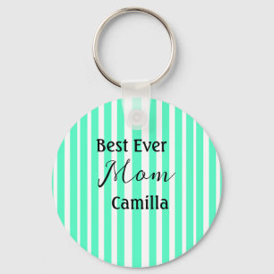 Beste moeder ooit groen gestreept patroon pastel n sleutelhanger