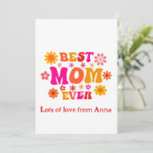 Beste Moeder Ooit Groovy Bloemige Moederdag Op Maa Kaart (Staand voorkant)