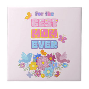 Beste Moeder Ooit Groovy Pastel Bloemen Moederdag Tegeltje