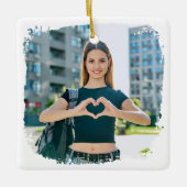 Beste moeder ooit grunge border foto keramisch ornament (Voorkant)