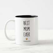 Beste moeder ooit handgeschreven gepersonaliseerde tweekleurige koffiemok (Links)