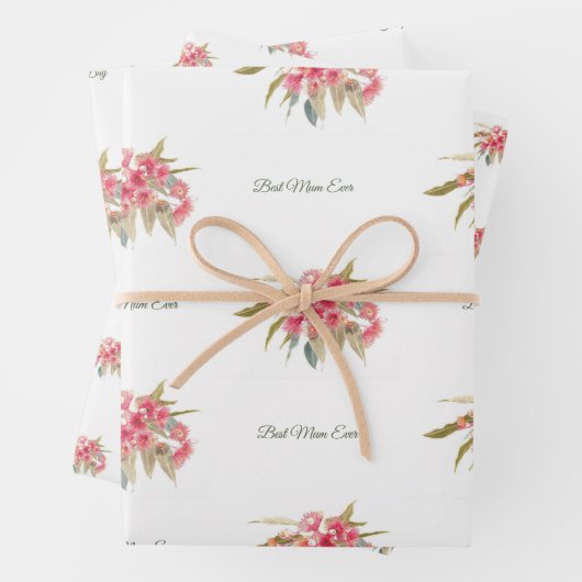 Beste moeder ooit Happy Moederdag Pink Floral Inpakpapier Vel (In situ)