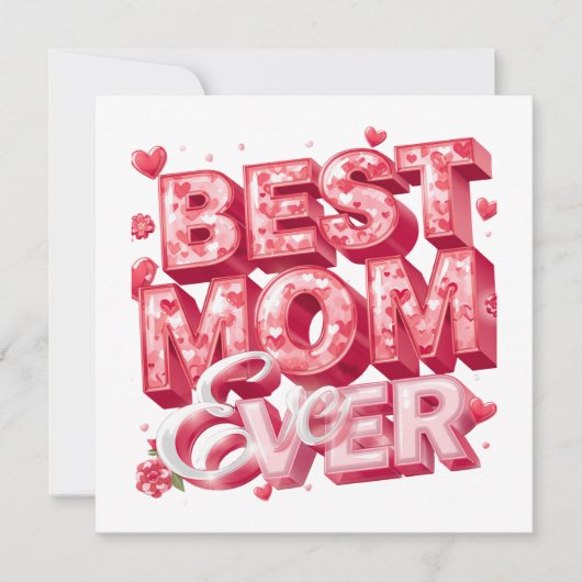 Beste Moeder Ooit Hart 3D-ontwerp | Cute Cadeau vo Kaart (Voorkant)