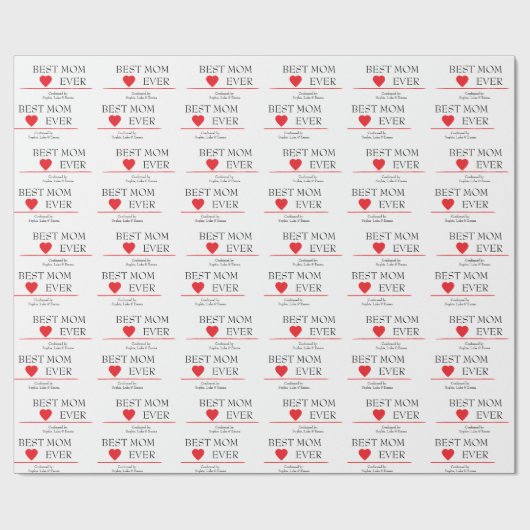 Beste moeder ooit hart | Aangepaste achternaam - Cadeaupapier (Vlak)