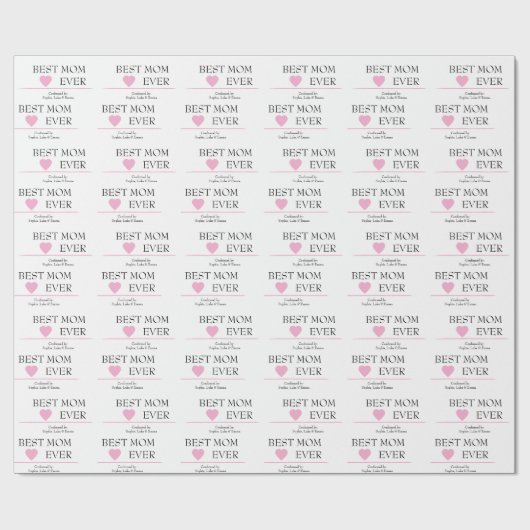 Beste moeder ooit hart | Aangepaste achternaam - Cadeaupapier (Vlak)