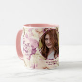 Beste Moeder Ooit Hart Bloemen Foto Kroonmoeder Mok (Voorkant links)