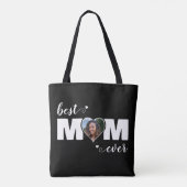 Beste Moeder Ooit Hart Foto Moederdag Zwart Tote Bag (Achterkant)