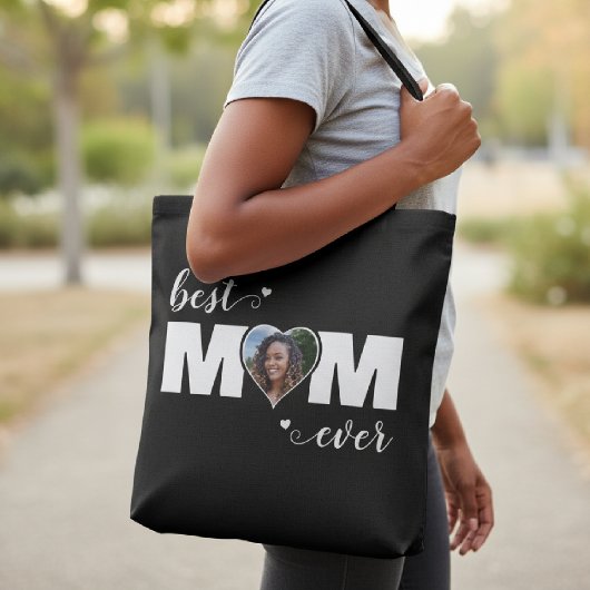 Beste Moeder Ooit Hart Foto Moederdag Zwart Tote Bag