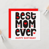 Beste moeder ooit hart gelukkige verjaardag rood z kaart (Voorkant / Achterkant in situ)