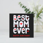 Beste moeder ooit hart gelukkige verjaardag zwart kaart (Staand voorkant)