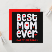 Beste moeder ooit hart gelukkige verjaardag zwart kaart (Voorkant / Achterkant in situ)