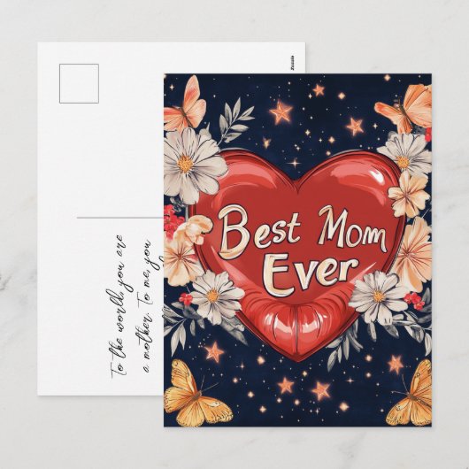 Beste moeder ooit hart moederdag vakantie Briefkaa Feestdagenkaart (Voorkant / Achterkant)