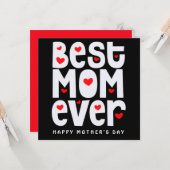 Beste moeder ooit hart Moederdag zwart rood wit Kaart (Voorkant / Achterkant in situ)