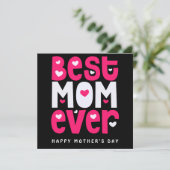 Beste moeder ooit hart Moederdag zwart roze wit Kaart (Staand voorkant)