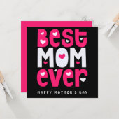 Beste moeder ooit hart Moederdag zwart roze wit Kaart (Voorkant / Achterkant in situ)