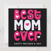 Beste moeder ooit hart Moederdag zwart roze wit Kaart (Voorkant)
