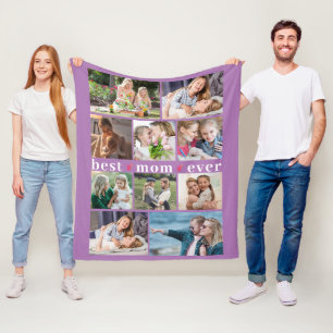 Beste moeder ooit harten 10 foto collage lavendel fleece deken