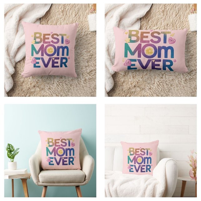 Beste Moeder ooit Harten & Bloemen Kussen (best mom ever pillows flowers hearts)