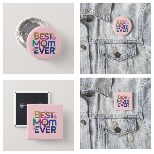 Beste Moeder ooit Harten & Bloemen Ronde Button 5,7 Cm