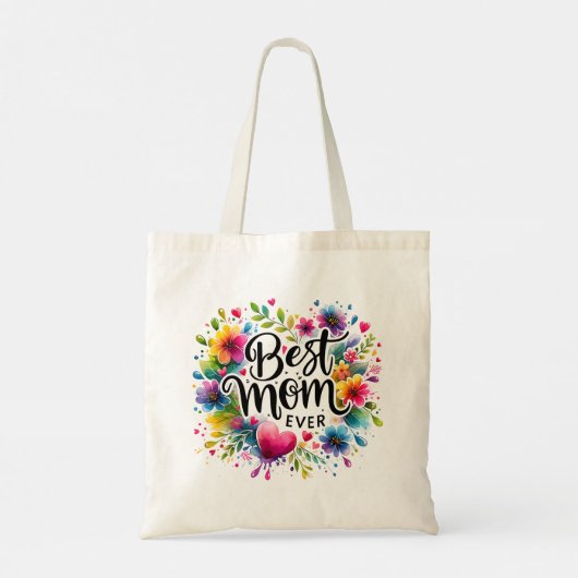 Beste moeder ooit harten en bloemen tote bag (Achterkant)