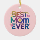 Beste Moeder Ooit Hartjes & Bloemen Keramisch Ornament (Voorkant)