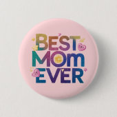 Beste Moeder Ooit Hartjes & Bloemen Ronde Button 5,7 Cm (Voorkant)