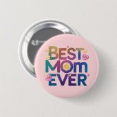 Beste Moeder Ooit Hartjes & Bloemen Ronde Button 5,7 Cm (Voorkant /achterkant)